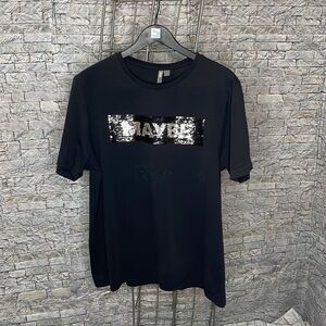 🔥🔥 ASOS Relaxed T-Shirt With Maybe/Never Brushed Sequin Design Size: Large🔥🔥